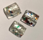 Schmuckstein aus Glas, silber-bunt